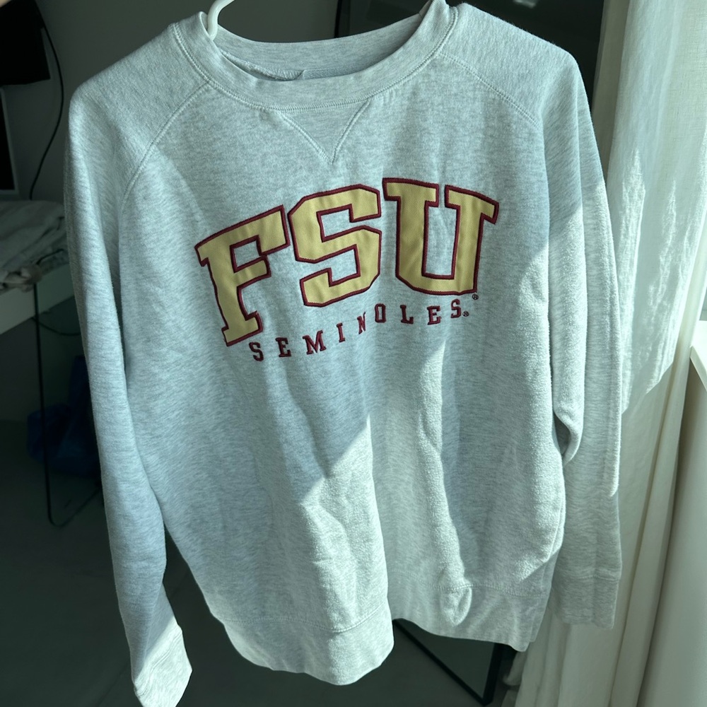 FSU Champion Light Heather Gray Crewneck Sweatshirt with Logo Tag